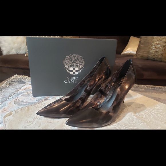 Vince Camuto Leather Leopard Pumps - Picture 7 of 7